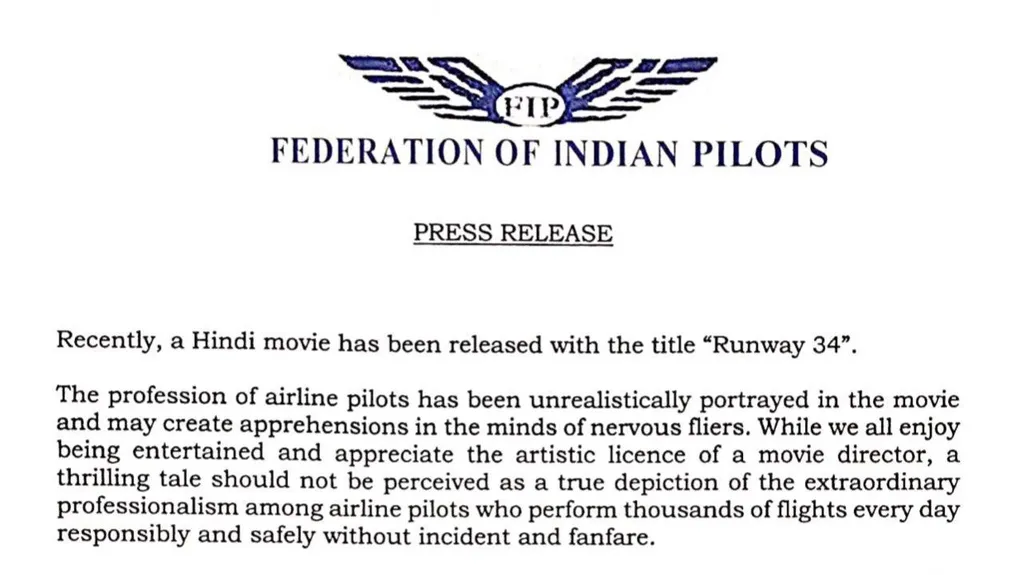 Federasi Pilot India Memprotes Filmnya